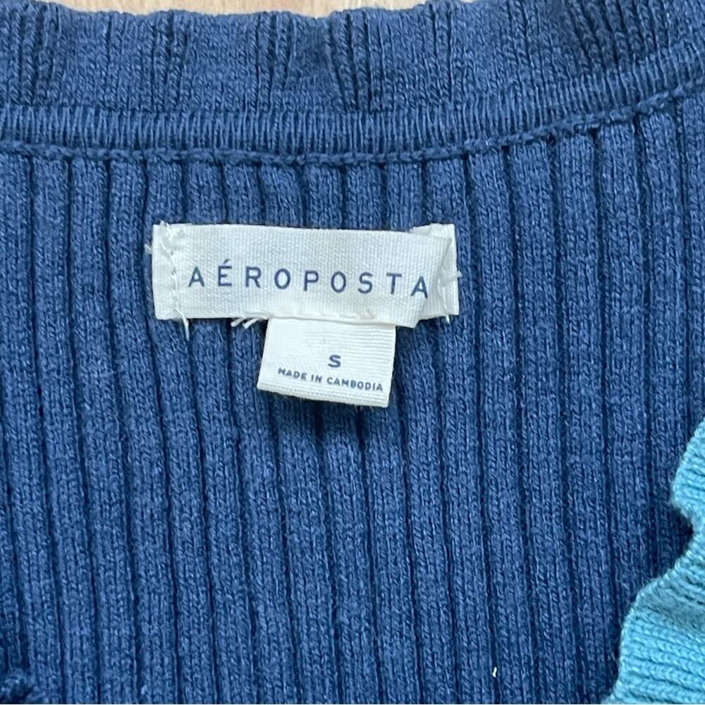 Aeropostale Color blocked Ruffle button-up cropped tank knit top women’s size S - Picture 2 of 7